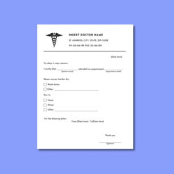 Free Printable Therapist Excuse Note For Work Template Excel
