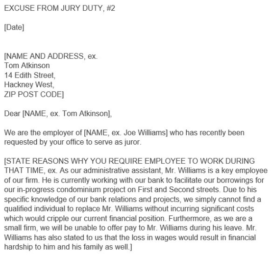 Printable Breastfeeding Jury Duty Excuse Letter Template  Sample