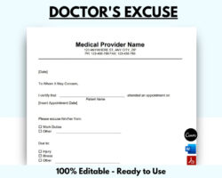 Printable Eye Doctor Excuse Note Template Doc