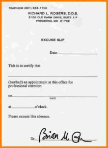 Printable Oral Surgery Excuse Note Template Doc Sample