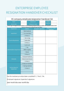 Blank Employee Handover Document Template Doc