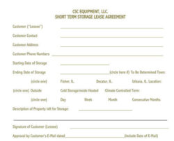 Equipment Rental Document Template Word Sample