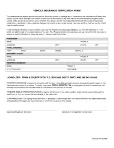 Free Blank Proof Of Insurance Document Template Doc Sample