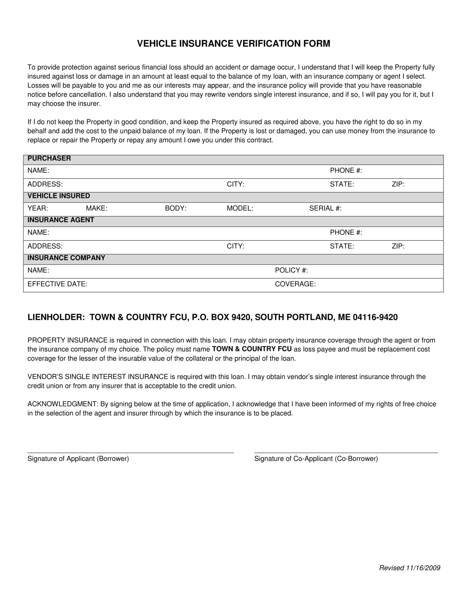 Free Blank Proof Of Insurance Document Template Doc Sample