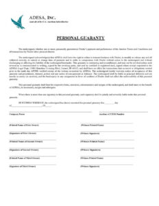 Free Custom Personal Guarantee Document Template Word