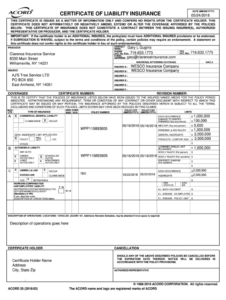 Free Editable Proof Of Insurance Document Template Excel