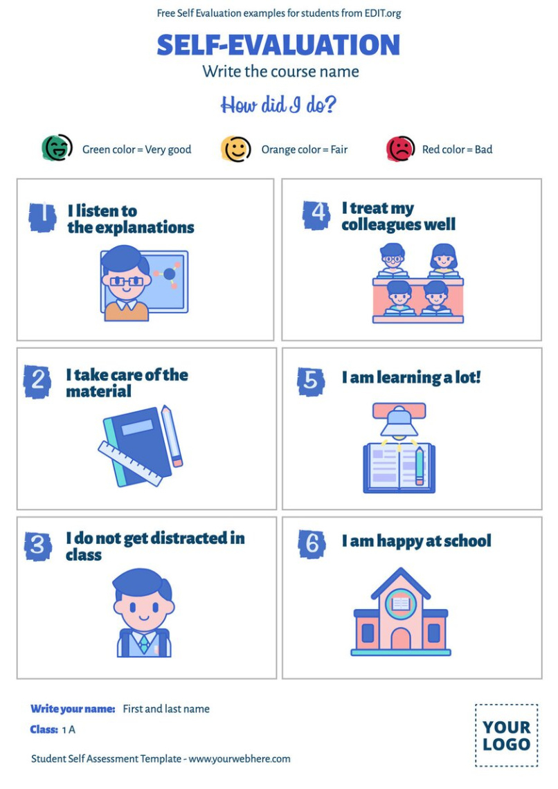 Free Editable Self Assessment Document Template Pdf
