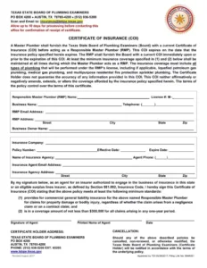 Printable Proof Of Insurance Document Template Pdf Sample