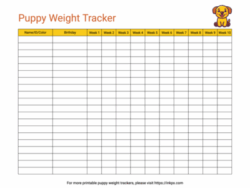 Free Puppy Weight Chart Template free-puppy-weight-chart-template