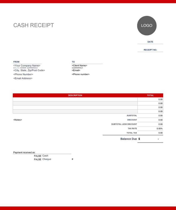 Receiver Document Proof of Purchase Document Template