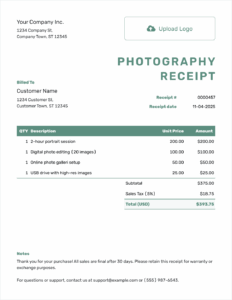 Standard Photography Sales Receipt Template standard-photography-sales-receipt-template