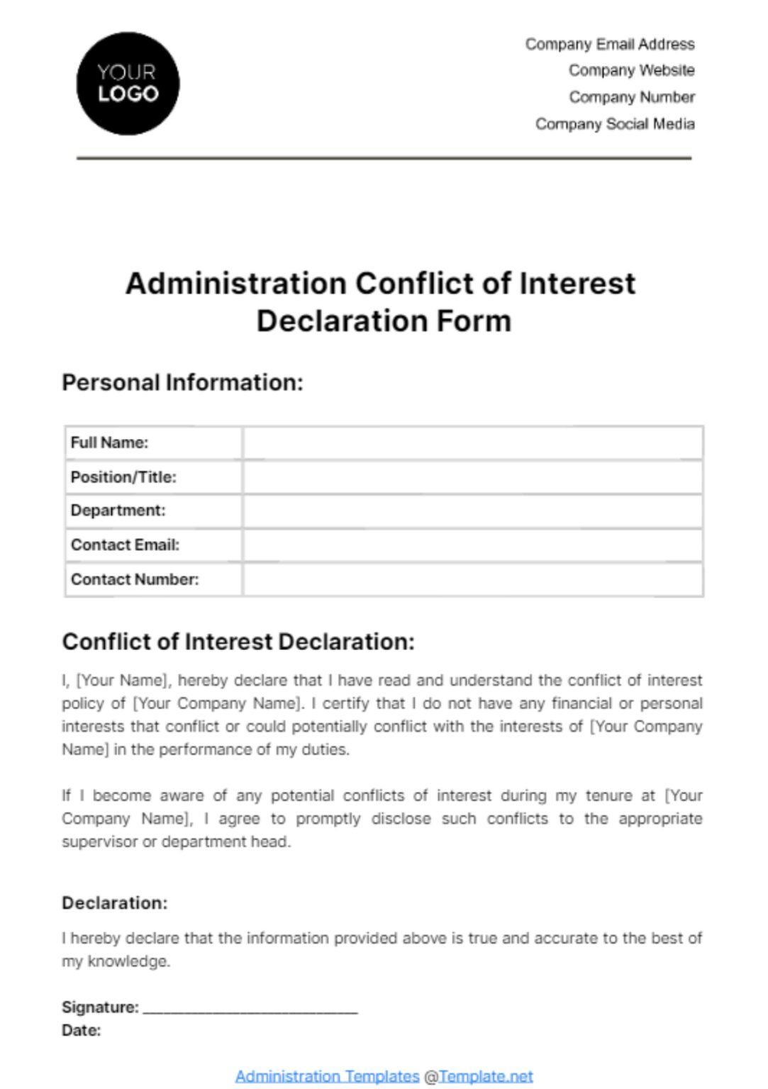 Waiver Of Conflict Of Interest Template