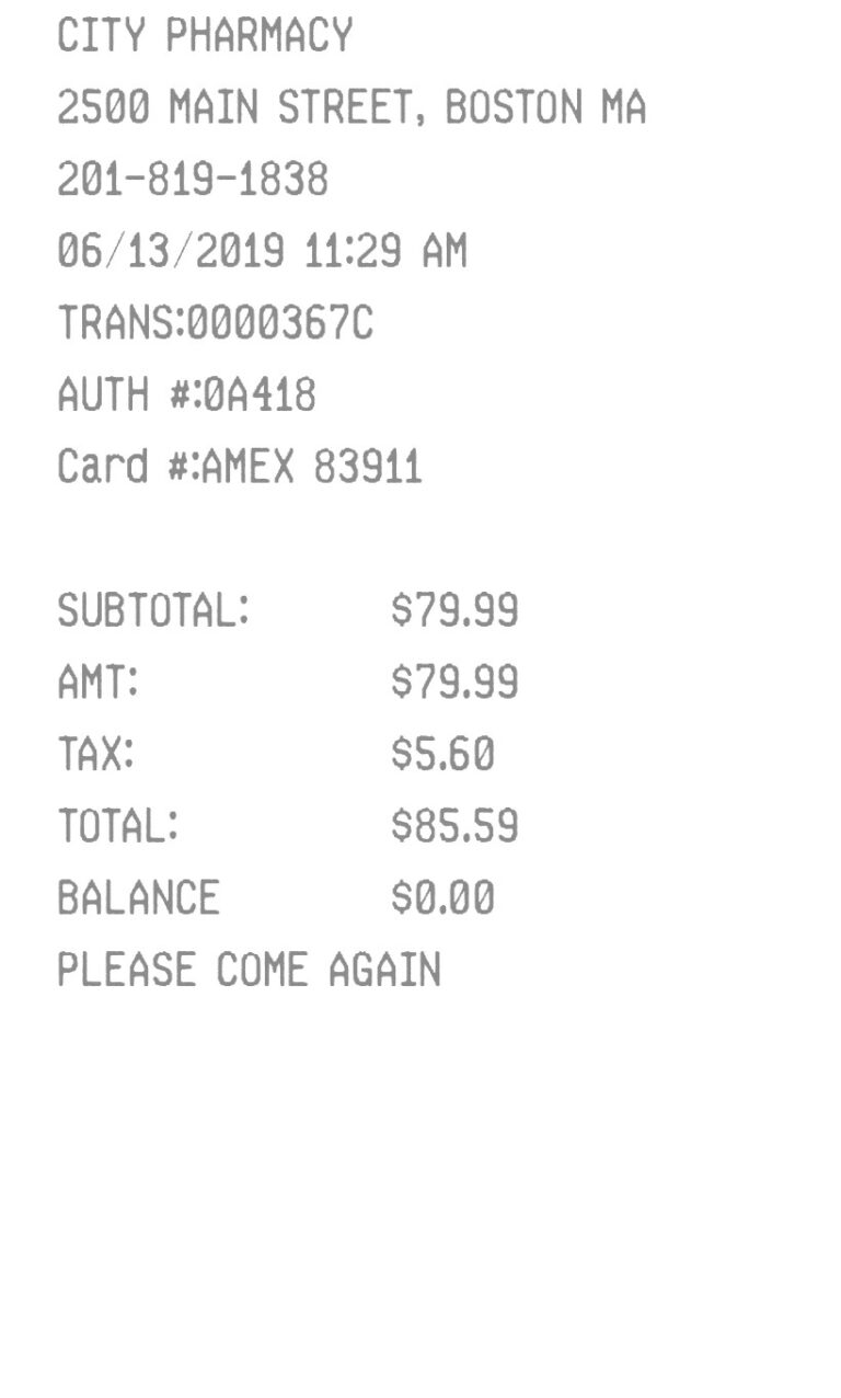 Credit Card Payment Receipt Template