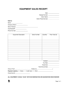 Receipt Template For Equipment As Is Sale receipt-template-for-equipment-as-is-sale