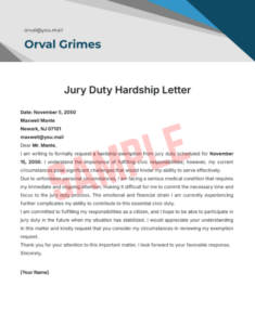 Financial Hardship Jury Duty Excuse Template Financial Hardship Jury Duty Excuse Template