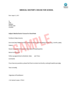Medical Appointment Excuse Note Template