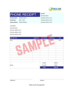 Mobile Phone Sale Receipt Template