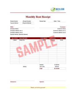 Monthly Rent Receipt Template Ontario Monthly Rent Receipt Template Ontario