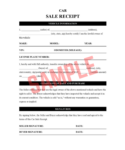 Motor Vehicle Sales Receipt Template