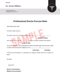 Orthodontist Excuse Note Template