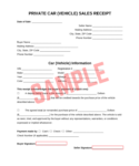 Private Car Purchase Receipt Template