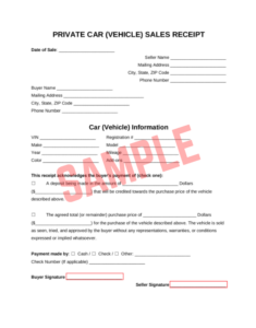 Private Car Purchase Receipt Template Private Car Purchase Receipt Template