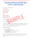 Received With Thanks Receipt Template