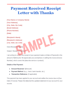 Received With Thanks Receipt Template Received With Thanks Receipt Template