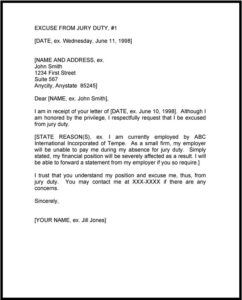 Self Employed Jury Duty Excuse Letter Template