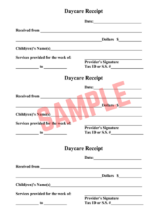 Home Daycare Tax Receipt Template
